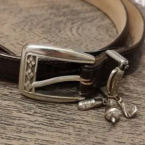 Vtg RARE 1996 Brighton Brown Croc Embossed Silver Chain Link Belt Womens Sz M m_63f2abba7f29dd6d618e6272.jpg main image 4